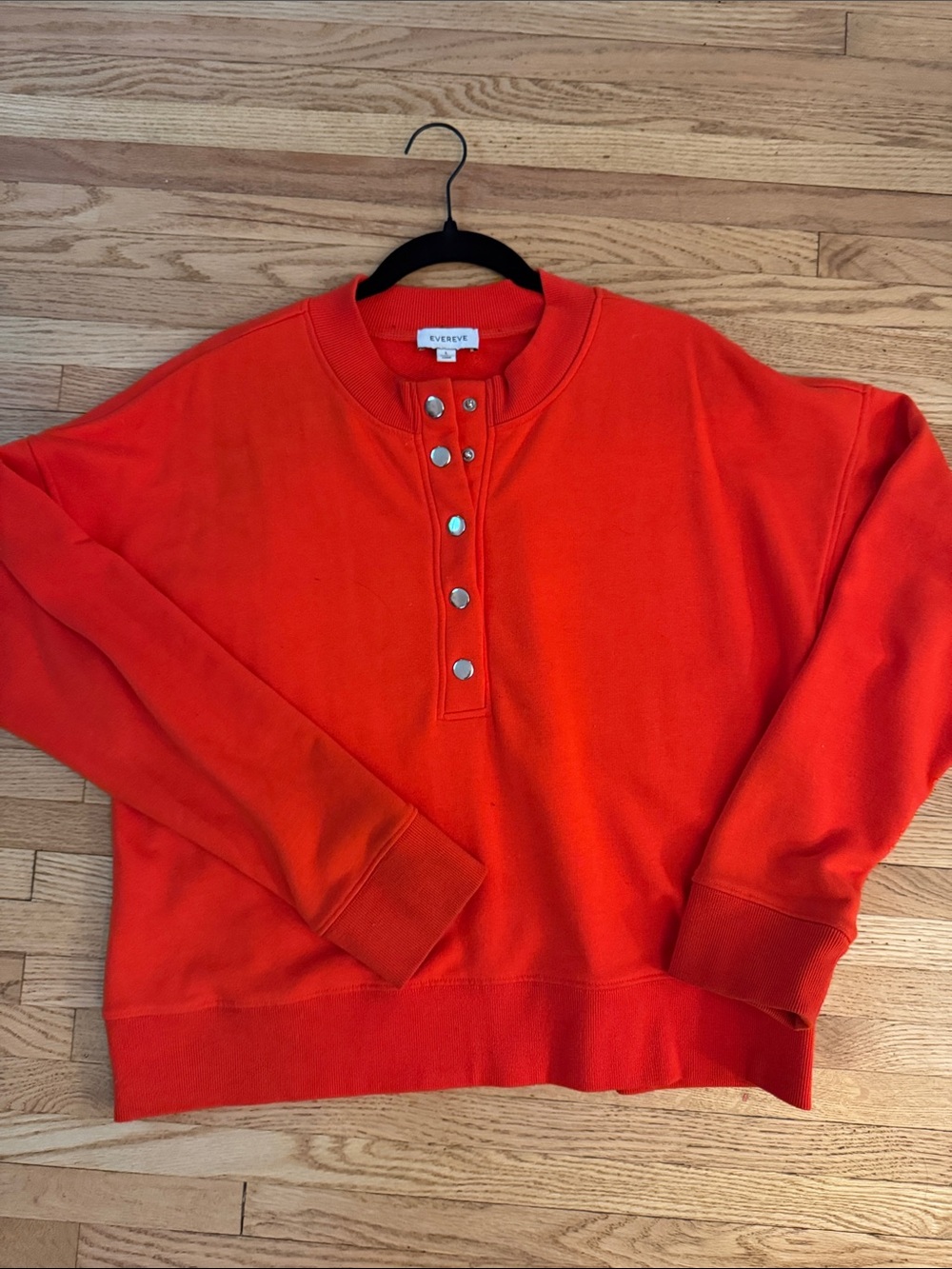 Evereve Orange Snap-Front Women's Crewneck Sweatshirt